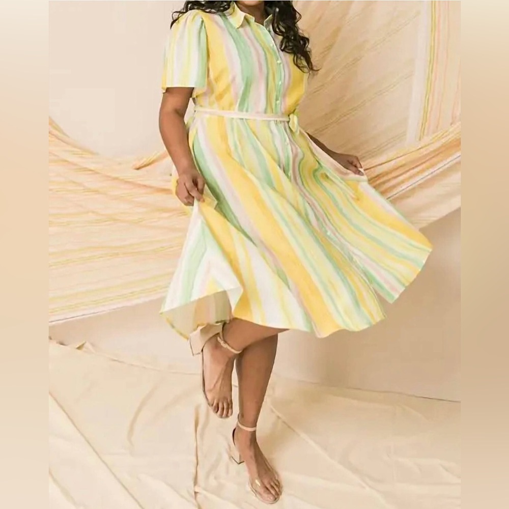 NWOT Flying Tomato Sweet Takeaway Stripe Midi Dress